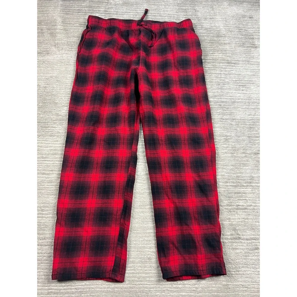 Old Navy Pajama Pants Mens XL Red Buffalo Plaid Flannel‎ Cotton Drawstring 27877